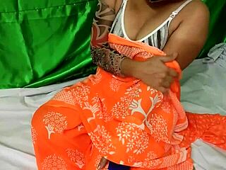 Narrative Indian couple fucks hairy pussy with ass boobs in country aunt sex scene. Tits bounce during intense action.