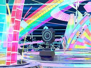 Hatsune miku in melt project diva with full nude mod showing her body.