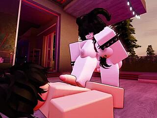 little slut begs me to fuck her hard on roblox with big cock