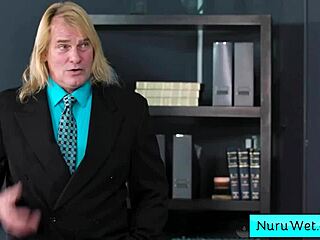 ebony masseuse nina white gives nuru massage to evan stone