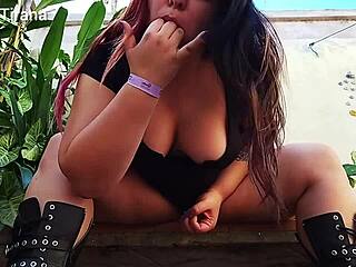 Latina Chubby Girl Gives Jerk Off Instructions On Terrace