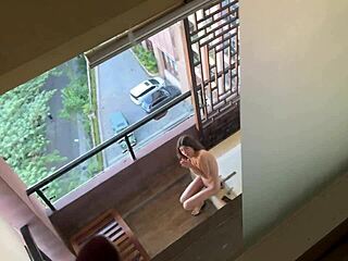 Neighbor Peeps At Me Naked, I Offer Anal Sex On Balcony