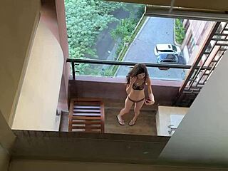 Neighbor Peeps At Me Naked, I Offer Anal Sex On Balcony