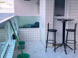 Brazilian latina maid in mini shorts teases with pov voyeur fetish action