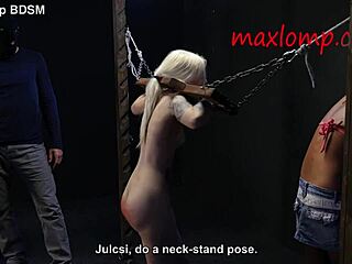 Oh man, this sadistic perverted guy is caning the small 18+ ass of that blonde babe in kinky bdsm session.