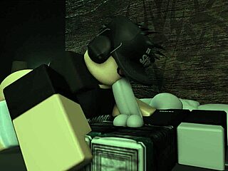 Roblox girl couldn't sleep, so she sucked her boyfriend's cock while he slept.