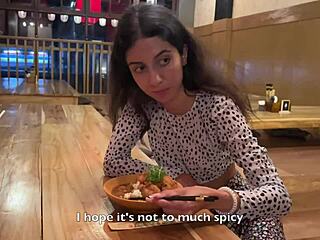 Can She Handle Cum On Face In Public Sushi Bar?