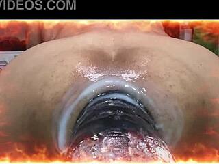 Damn! Wild Monster Dildo Stretches Glutton Ass Wide Open