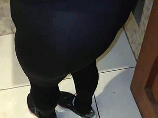 hired maid slut wears transparent leggings and thong