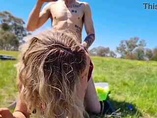 sexy milf rara gets pounded hard outdoors, slipping it just a little inside.
