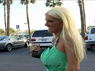 blonde bombshell takes hard cock in tight shaved pussy