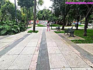 Sissy in miniskirt gets drilled by a massive thick shaft in public park