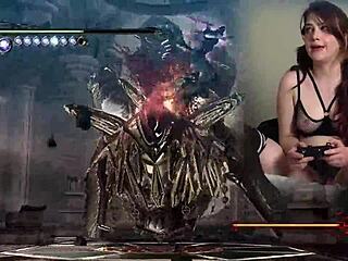 Sexy Gaming Bimbo Plays Bayonetta with Lovense Connected in Episode 4