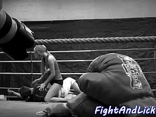 petite euro wrestles busty les babe in close-up fight