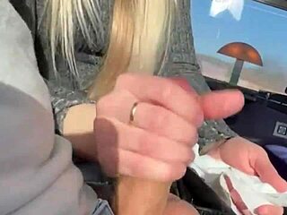 Risky blowjob on a crowded train with public sex thrill