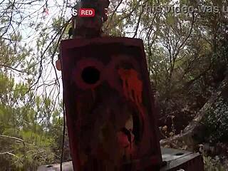 Brazilian Teen Couple on Ibiza Beach, Muscular Bodybuilder with Big Ass Natural Tits