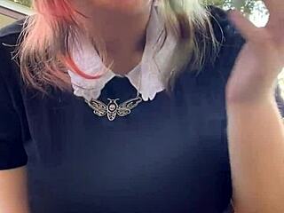 Alt MILF NEXTDOOR with big tits and piercings SMOKES outback in thong