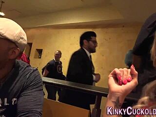 Humiliated cuckold watches as babe gets fucked hard with interracial cumshot.