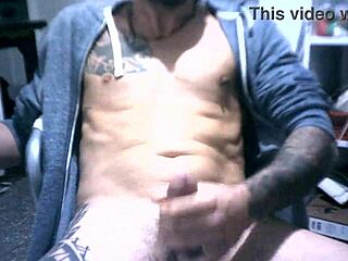 Homemade jerk off leads to cum with pierced nipples