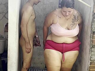 Big tits stepmom bends over in bath for missionary cowgirl riding and facial with her lover