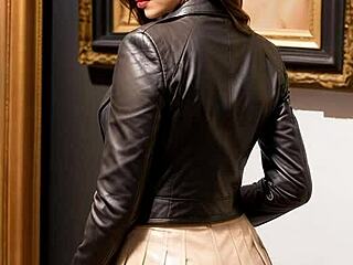 Let's have art lessons in leather with upskirt outdoors