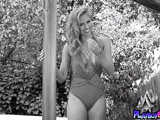 All natural Canadian teen 18+ Blondie Maya Rae undresses to shaved pussy, but outdoor striptease relaxation hides something wilder.