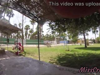 Real public flashing - touching stepfather's cock in park
