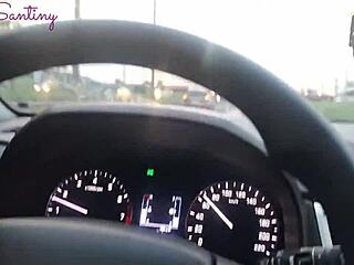 Almost Caught by My Cop Husband While Screwing a Huge Cock in the Car.