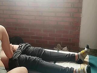 Beautiful young Latina swallows my entire cock and jerks me off with skill.