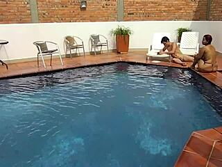 on vacation hanging out with my step-nephew by the pool