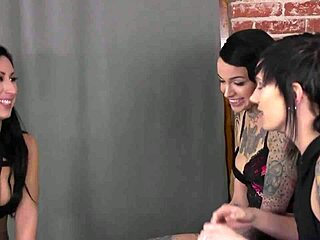 Tattooed Lesbians Start Threesome At Home With Sex Toy