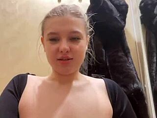 She says, 'Control my vibrator while I finger pussy in public'