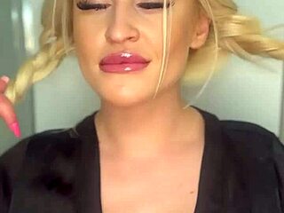 horny coed sucks banana teasingly