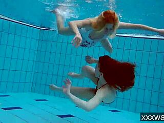 discover these attractive russian girls diving into the refreshing pool waters