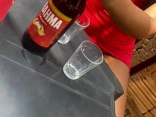 Exhibitionist Latina shows off at bar with married black man