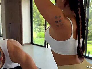 Nobody else in the gym so athletic latina with big ass gave in to temptations during workout