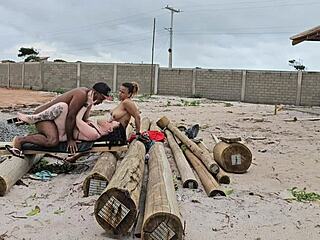 brazilian carpenter gets surprised payment from big tits owners