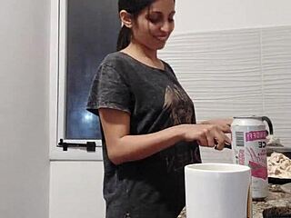 thief girl in balaclava stole my cum with homemade blowjob and cum in mouth