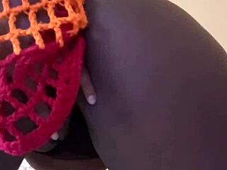 Homemade Ebony Amateur Squirt Solo with Dildo on Big Ass