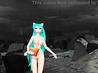 Hatsune miku in full nude cat costume mod