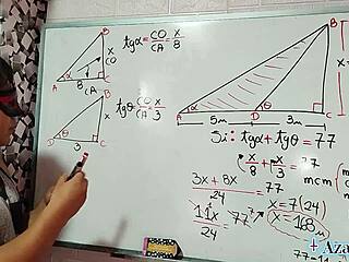 Intense triangle of pleasure for asian student and teacher in bedroom