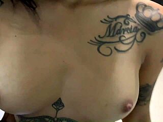 latina with tattoo and piercing shows off for dick