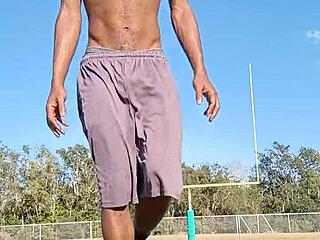 Mature Teacher Leads USA Workout Session