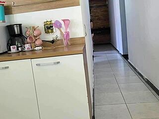 Risky Homemade Sex with Husband's Friend While He Showers, Almost Caught