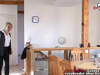 German Blonde Mature Housewife Fucks In Kitchen