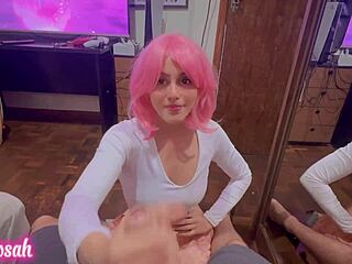 Is this virgin slut really loving her handjob with dirty talk, or is it a surprising twist?