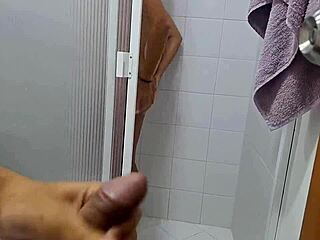 I masturbate watching my stepsister shower she discovers me and gets hot with my cock