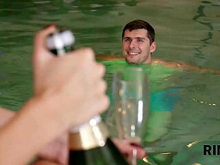 does the small-tittied actress hook up with the rimming guy?