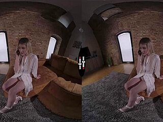 Blonde Bride Gives Intense Blowjob in Dark Room VR Wedding