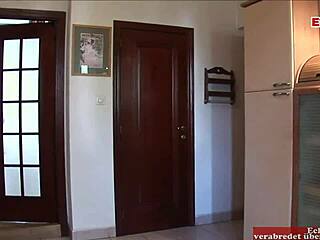 Skinny blonde 18-year-old teen student with small tits begs for anal sex in college.